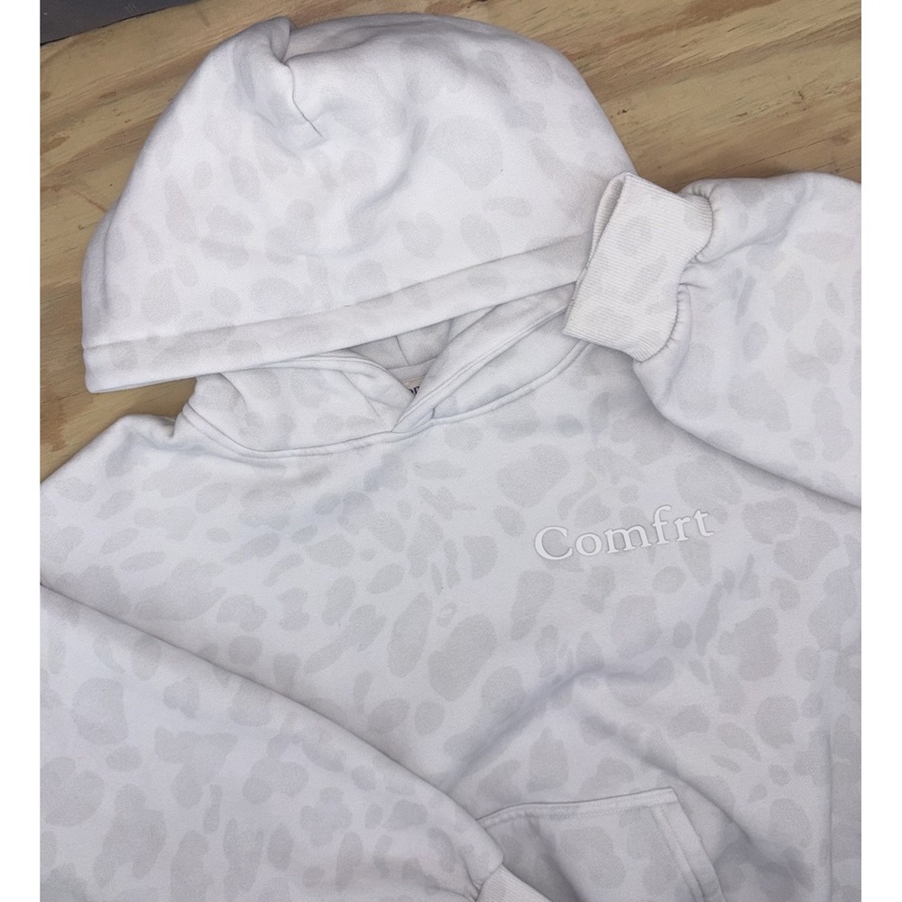 Comfrt Hoodie Kids Large Snow Leopard Fleece Sweatshirt Pullover Athleisure